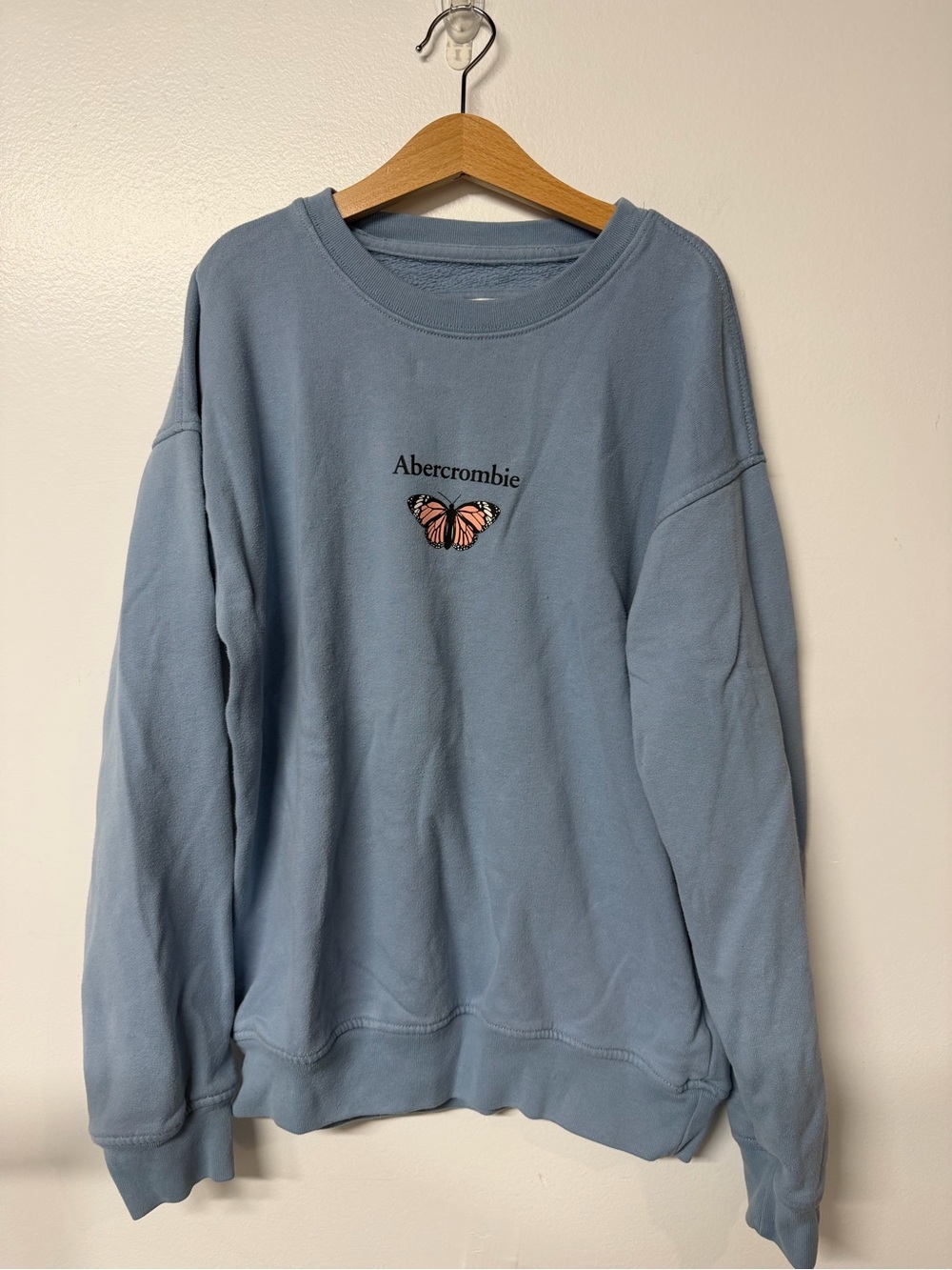 Abercrombie Kids 11/12 years Light Blue Sweatshirt with Pink Butterfly